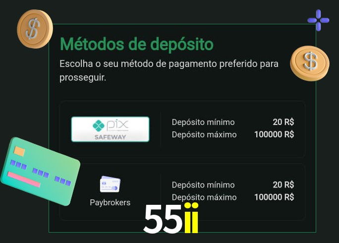 O cassino 55ii oferece uma grande variedade de métodos de pagamento